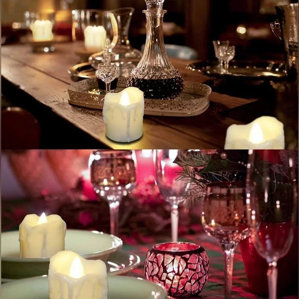 PChero LED Flameless Tea Light Candles Set of 12 Warm White Flickering Timer
